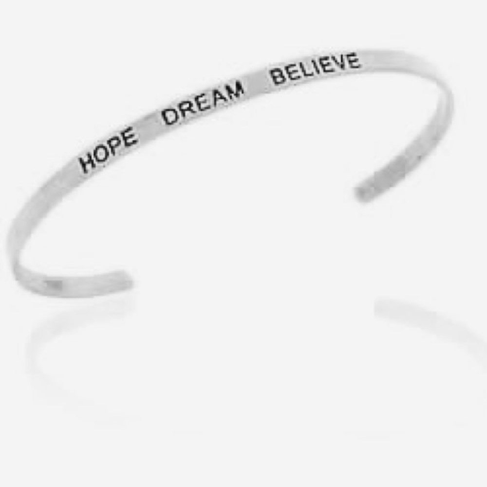 Hope Dream Believe Solid Sterling Silver Cuff - image 1